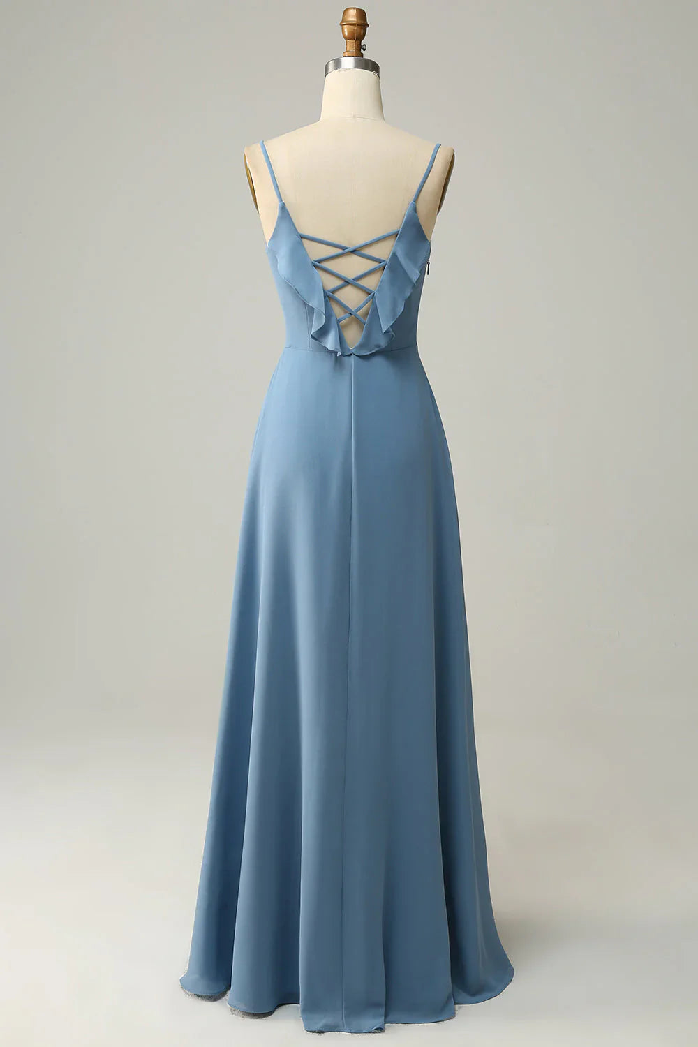 OKBBN's charming A-line thin shoulder straps and floor ruffled Bridesmaid Dresses