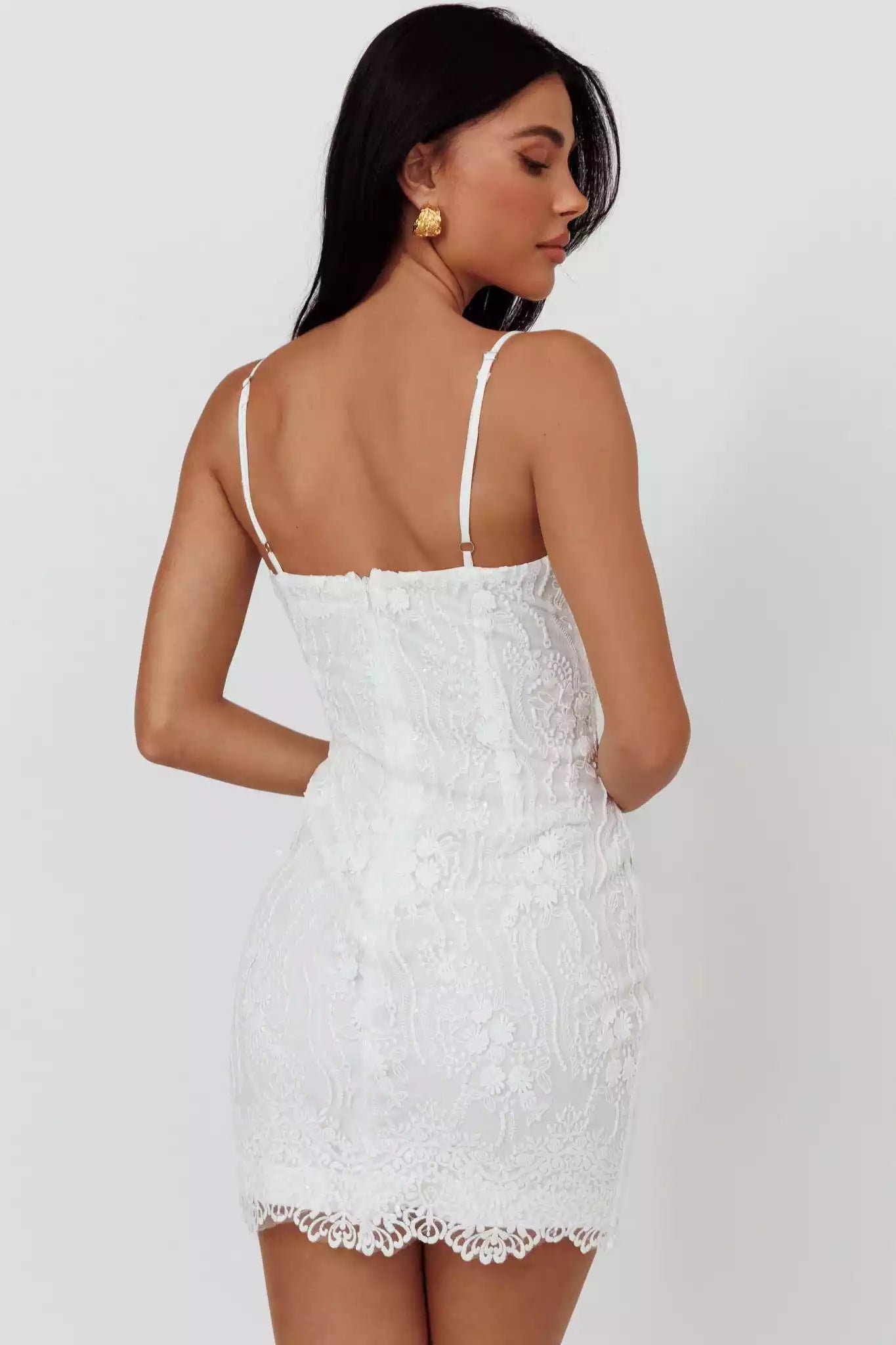 Cute lace neckline with V-line design, adjustable shoulder straps, back zipper, Homecoming Dresses