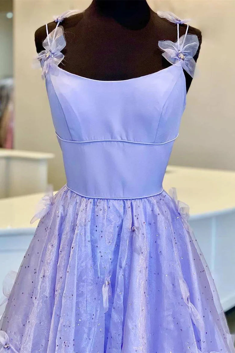 3D Floral Lace Scoop Neck A-Line Prom Dress