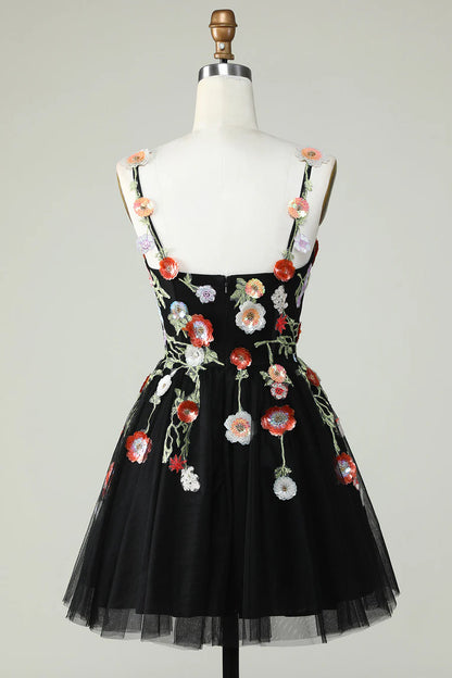 3D Floral Sweetheart A-Line Short Homecoming Dress