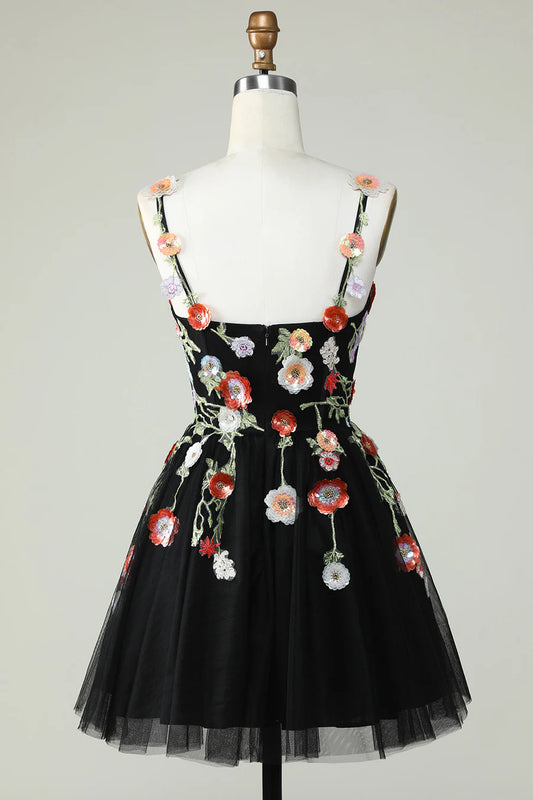 3D Floral Sweetheart A-Line Short Homecoming Dress