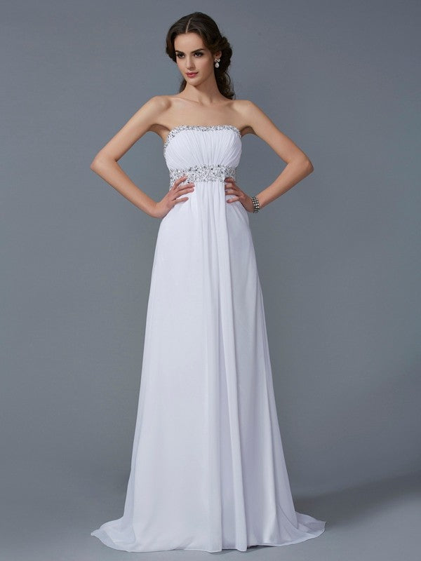 A-line strapless sleeveless dress with exposed back