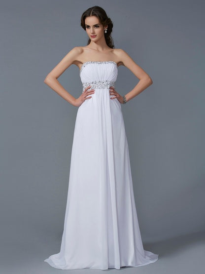 A-line strapless sleeveless dress with exposed back