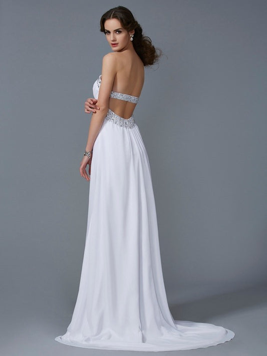 A-line strapless sleeveless dress with exposed back