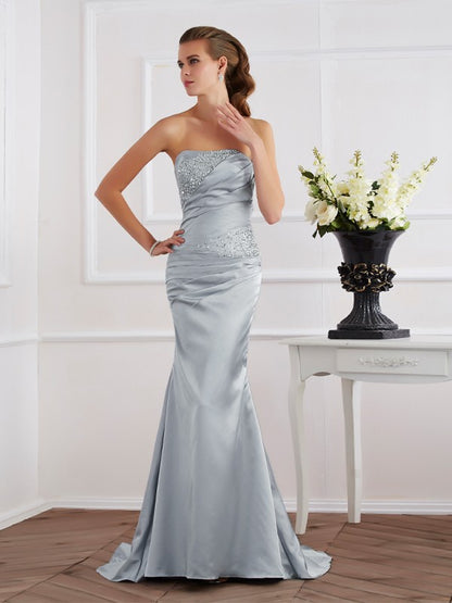 Elastic strapless sleeveless mermaid dress