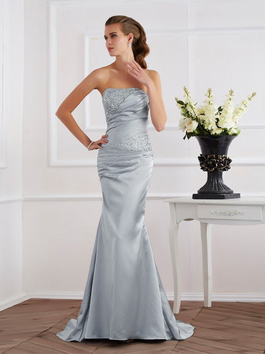 Elastic strapless sleeveless mermaid dress