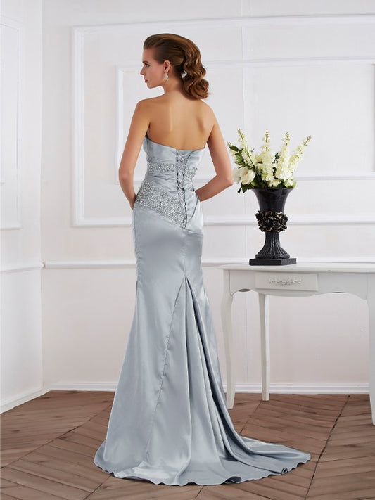 Elastic strapless sleeveless mermaid dress