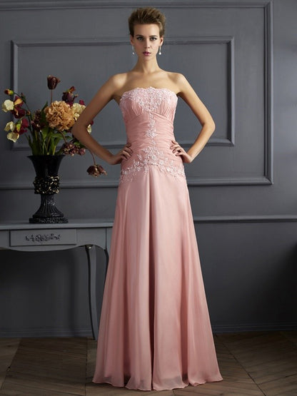 A-Line Chiffon Sweetheart Sleeveless Floor-Length With Applique Mother of the Bride Dresses