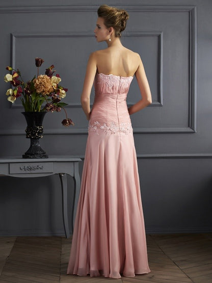 A-Line Chiffon Sweetheart Sleeveless Floor-Length With Applique Mother of the Bride Dresses