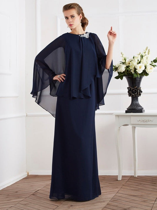 A-Line Chiffon High Neck Sleeveless Floor-Length With Beading Mother of the Bride Dresses
