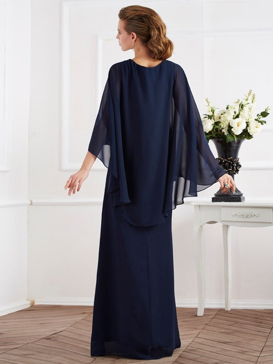A-Line Chiffon High Neck Sleeveless Floor-Length With Beading Mother of the Bride Dresses