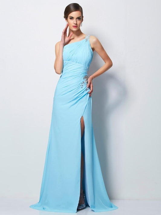 One shoulder sleeveless backless mermaid dress
