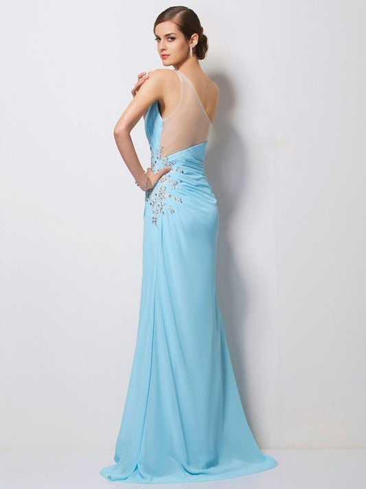 One shoulder sleeveless backless mermaid dress
