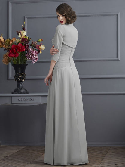 A-Line Chiffon One-Shoulder Sleeveless Floor-Length With Beading Mother of the Bride Dresses