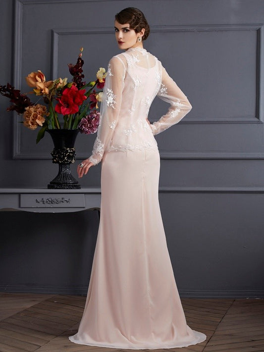 Sheath Chiffon Square Sleeveless Floor-Length With Lace Mother of the Bride Dresses