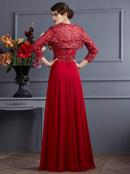 A-Line Chiffon Sweetheart Sleeveless Floor-Length With Beading Mother of the Bride Dresses