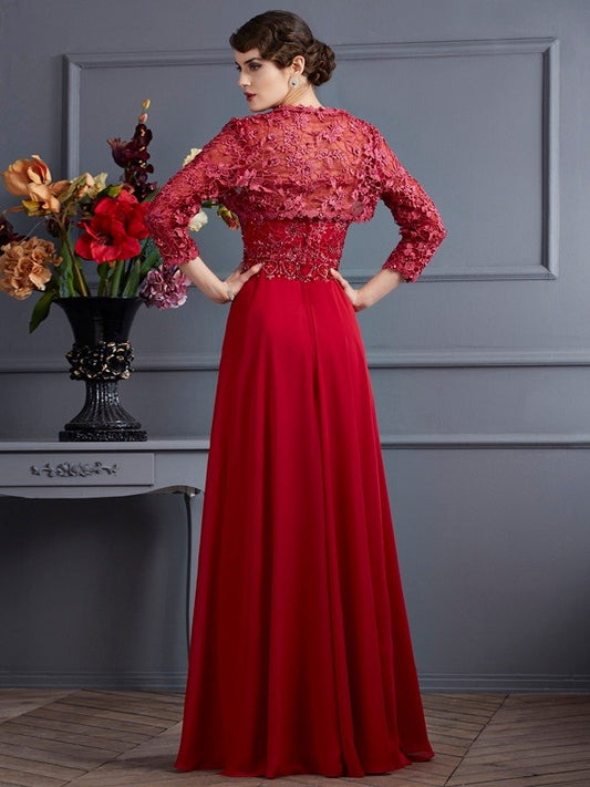 A-Line Chiffon Sweetheart Sleeveless Floor-Length With Beading Mother of the Bride Dresses
