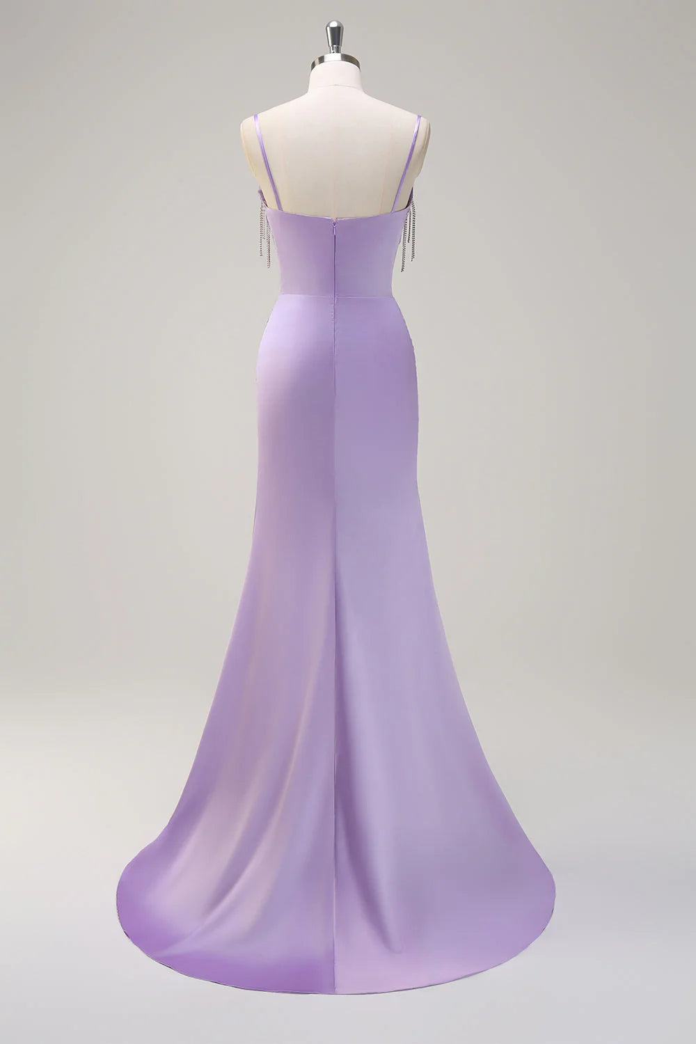 Lilac mermaid slim suspender pleated corset bead long ball dress with slit