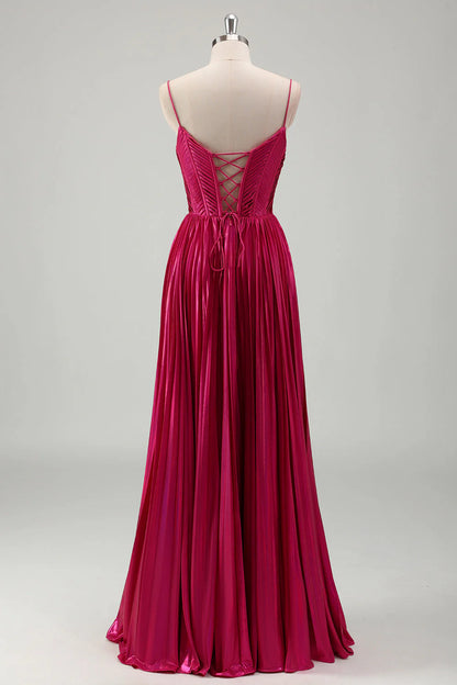 A-line slim suspender tight corset pleated metal ball dress with back straps