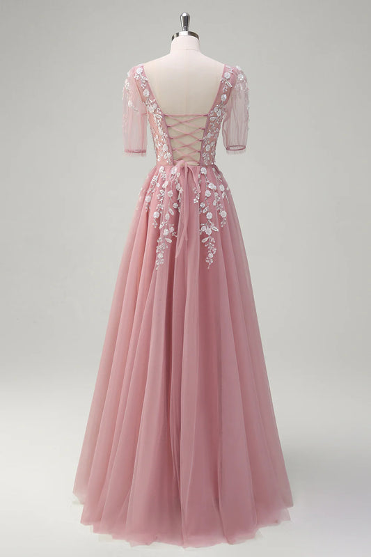 A-line V-neck sequined lace up backless ball dress
