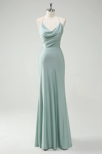 Mermaid Swinging Collar Thin Strap Bareback Long Ball Dress