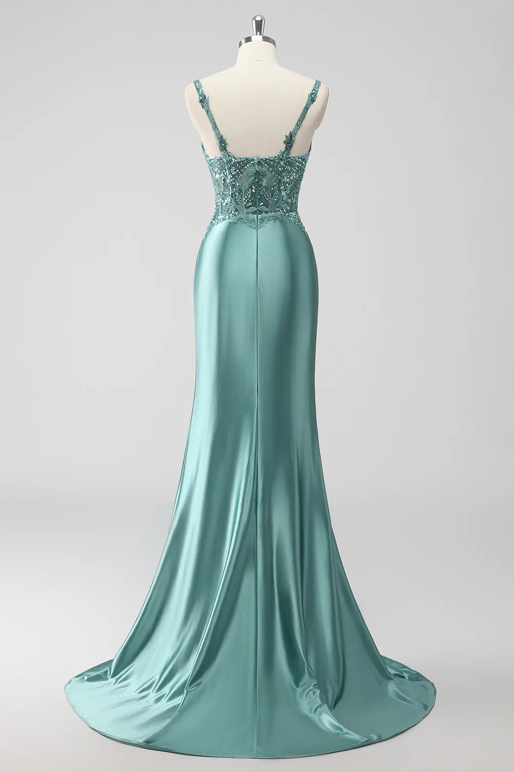 Green mermaid slim suspender sequin long with slit ball dress