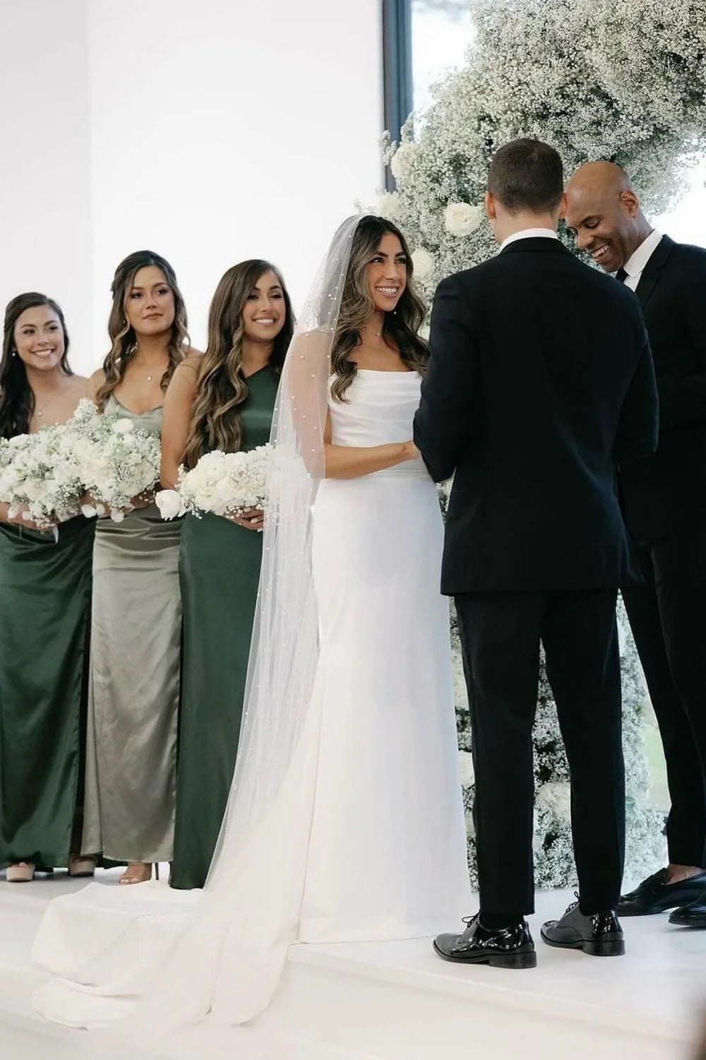 Elegant Mermaid Strapless White Long Wedding Dress with Button Up