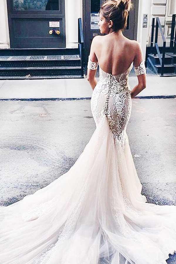 Sparkling Sweetheart Mermaid Bareback Wedding Dress