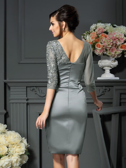 1/2 Sleeve Knee length Beaded Bridal Mother Dress
