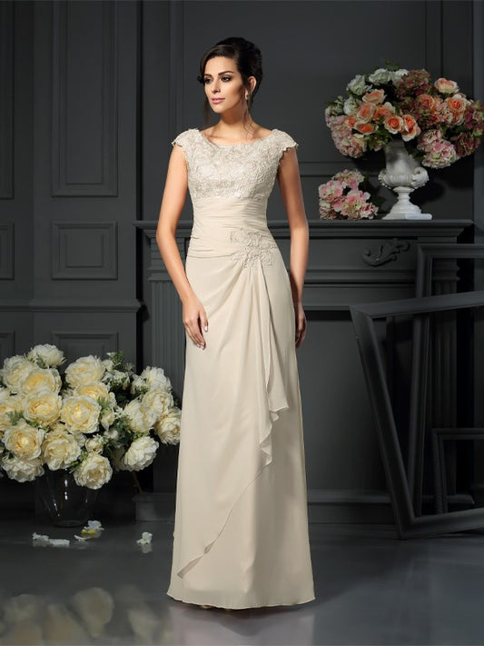 A-Line Chiffon Scoop Sleeveless Floor-Length With Lace Mother ofride Dresses the B