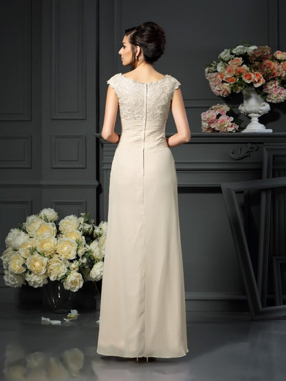 A-Line Chiffon Scoop Sleeveless Floor-Length With Lace Mother ofride Dresses the B