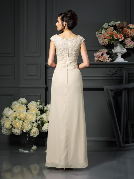 A-Line Chiffon Scoop Sleeveless Floor-Length With Lace Mother ofride Dresses the B