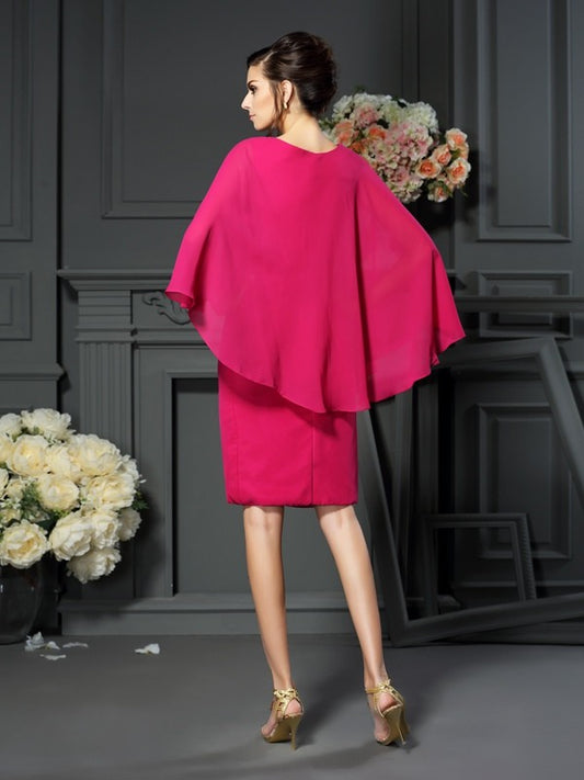 Sheath Chiffon Scoop Sleeveless Knee-Length With Beading Mother of the Bride Dresses