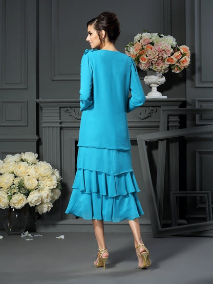 A-line round neck sleeveless bridal mother dress