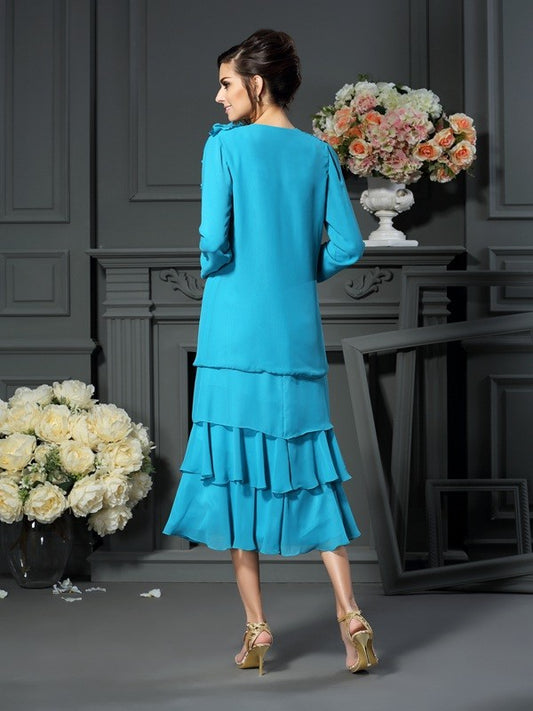 A-line round neck sleeveless bridal mother dress