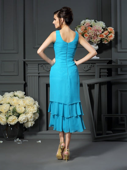 A-line round neck sleeveless bridal mother dress