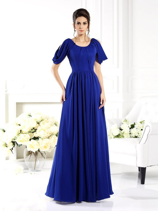 A-Line Chiffon Scoop Sleeveless Floor-Length With Ruffles Mother of the Bride Dresses
