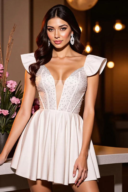 A-line back to school dress with satin and pearl embellishments