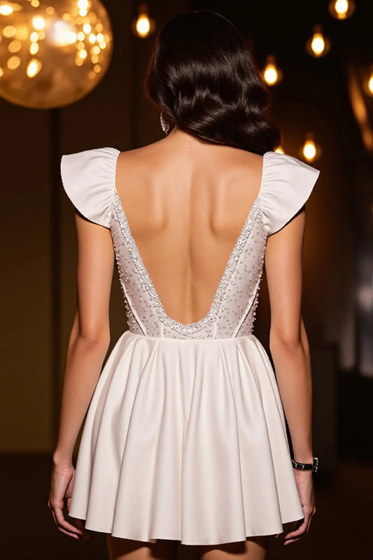 A-line back to school dress with satin and pearl embellishments