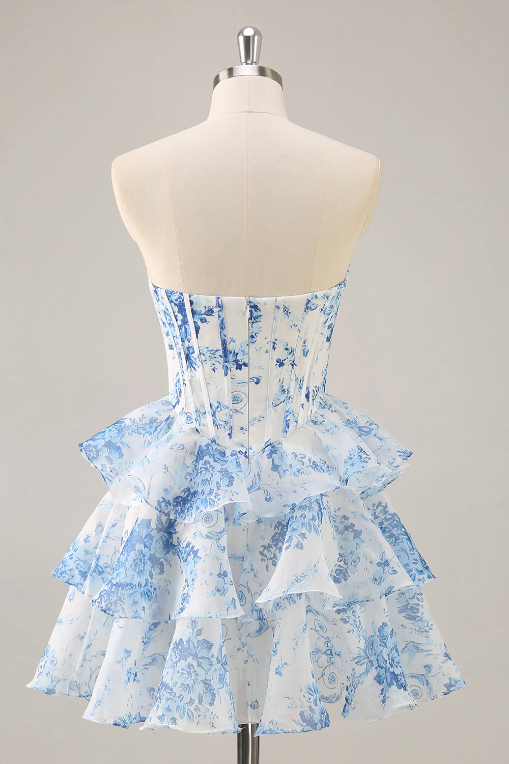 A-line strapless layered flower back to school dress