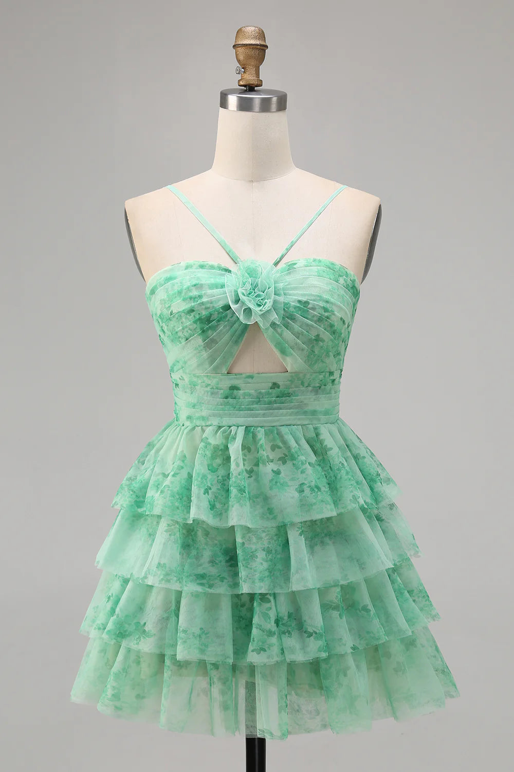 Flower A-line suspender printed layered back to school dress