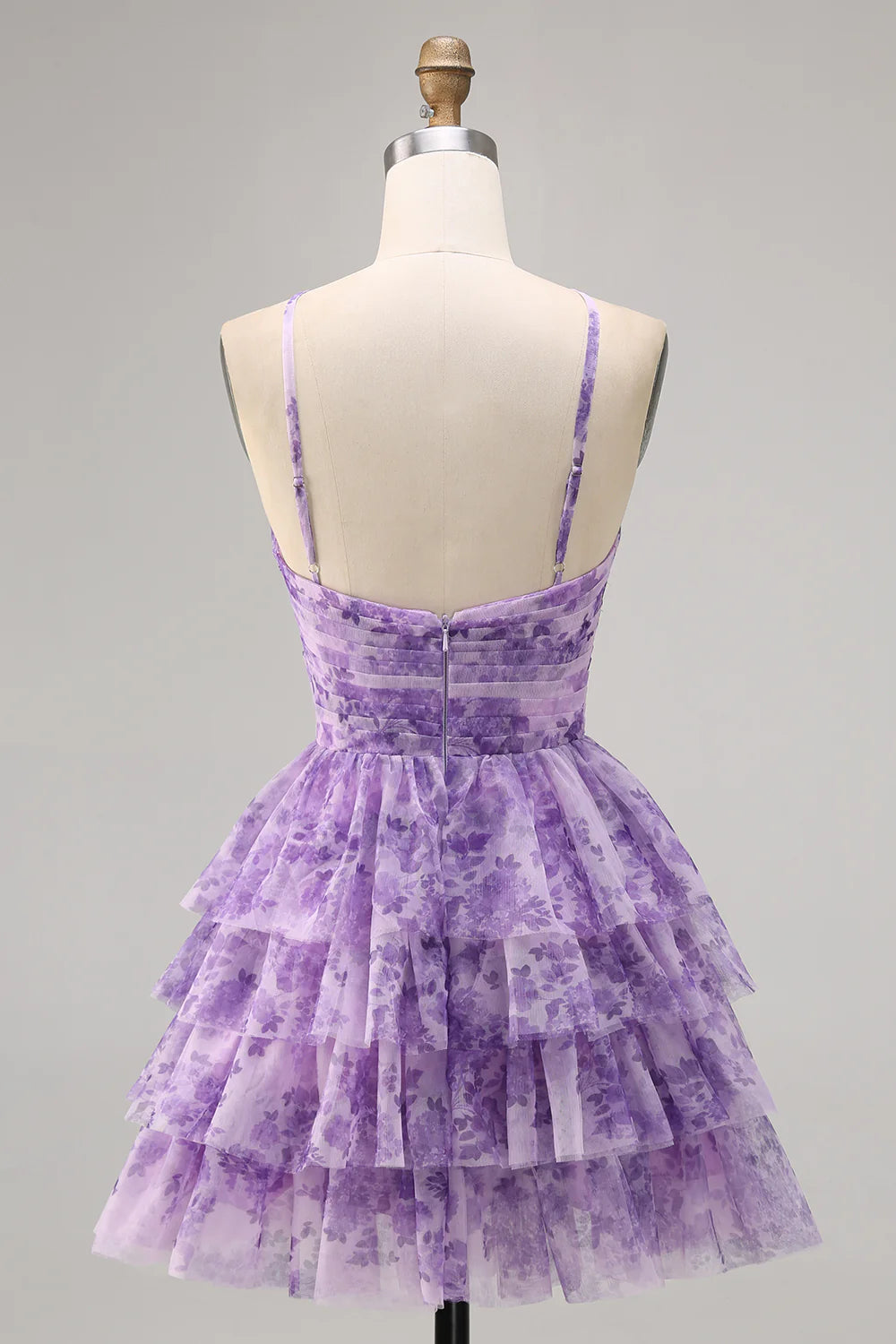 Flower A-line suspender printed layered back to school dress