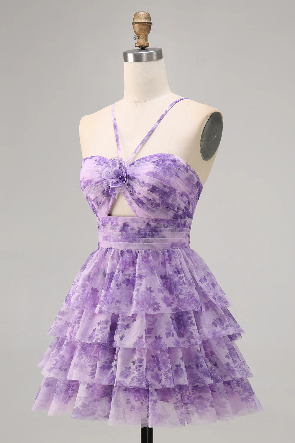 Flower A-line suspender printed layered back to school dress