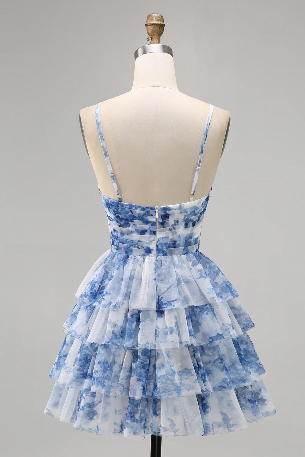 Flower A-line suspender printed layered back to school dress