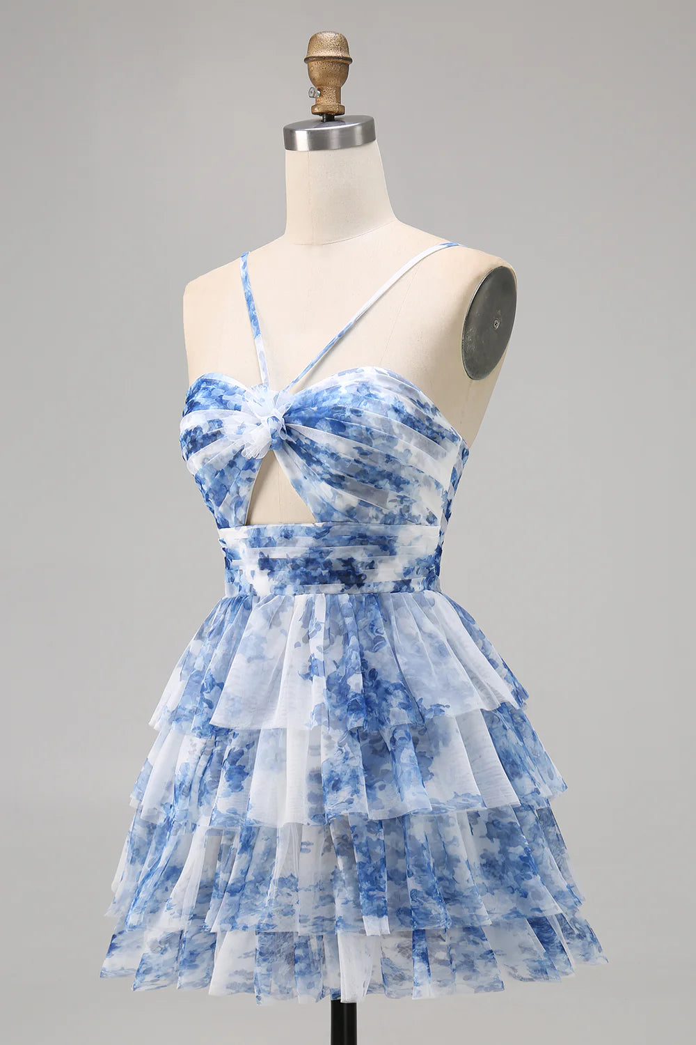 Flower A-line suspender printed layered back to school dress
