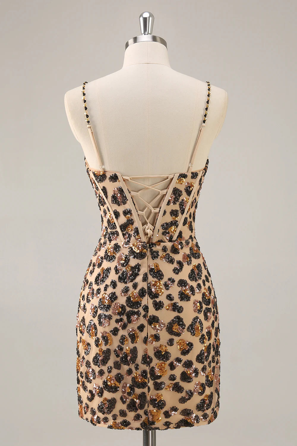 Leopard glitter tight corset back to school dress