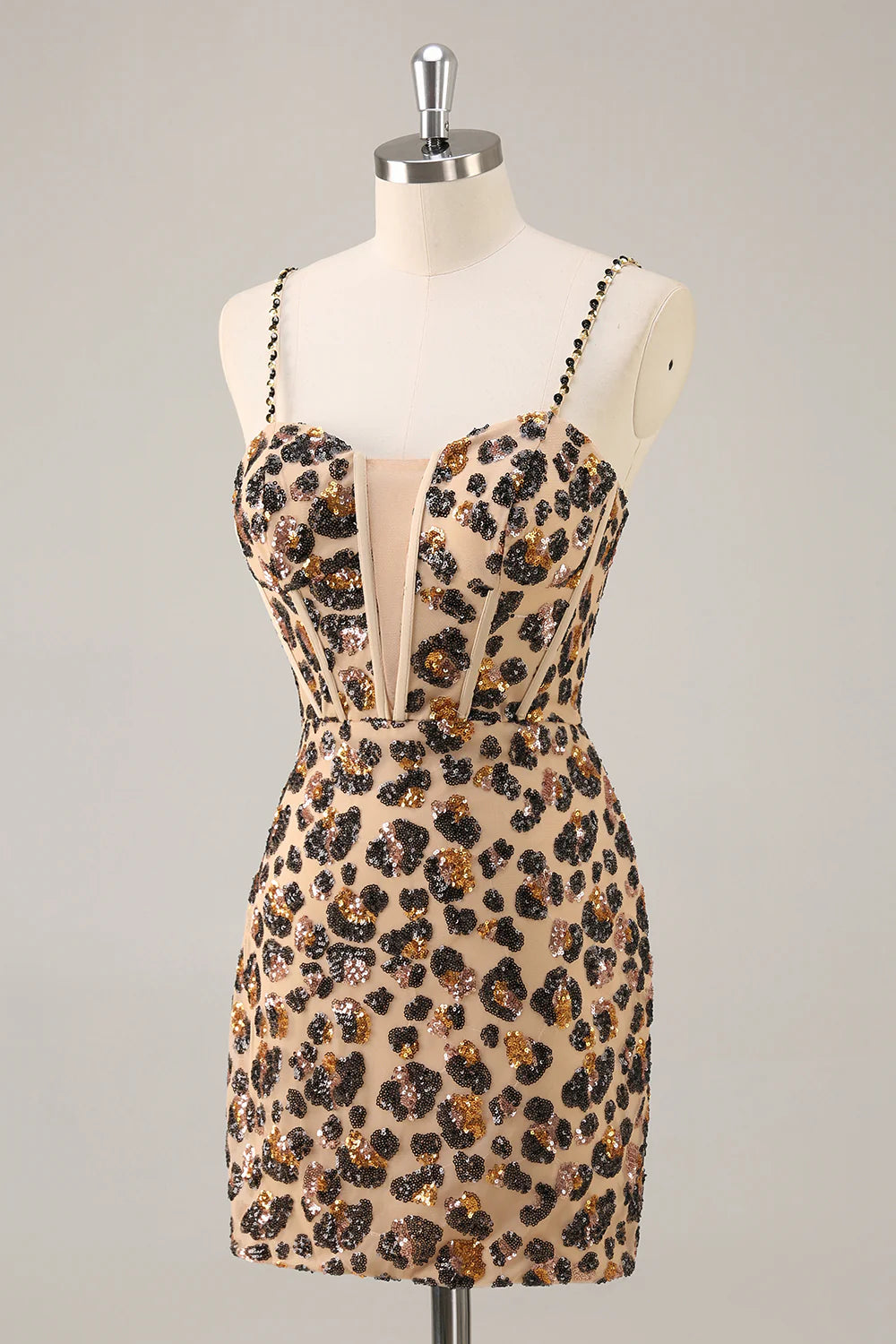 Leopard glitter tight corset back to school dress
