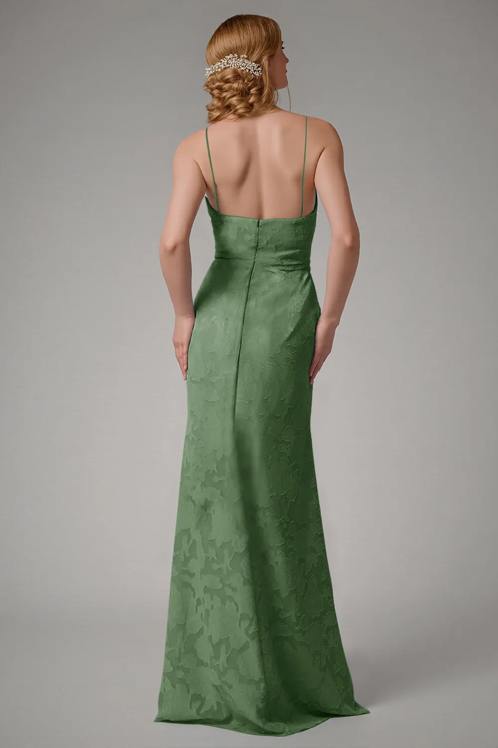 Square collar slim suspender backless waist cinching long skirt with side slit dress