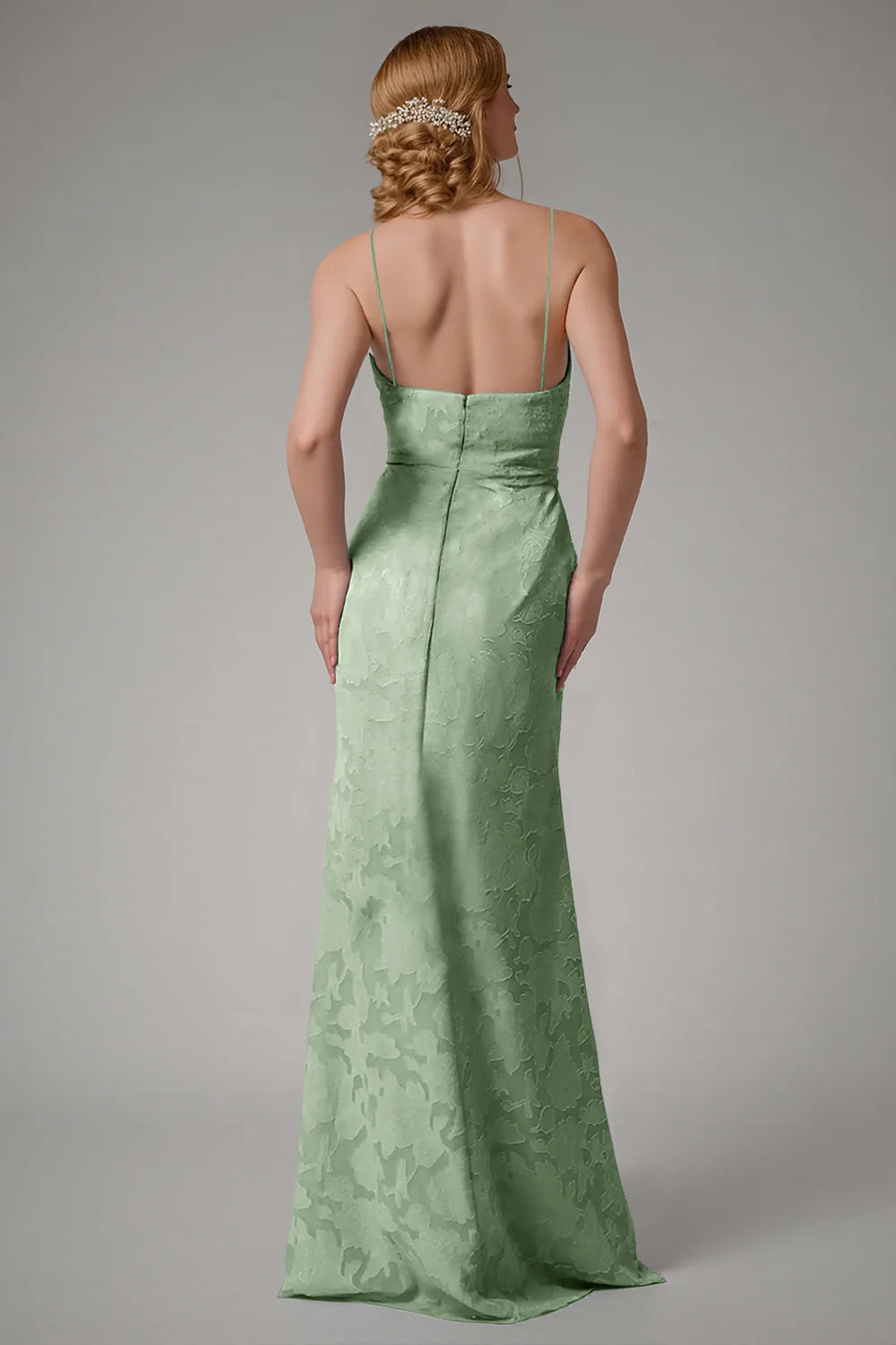 Square collar slim suspender backless waist cinching long skirt with side slit dress