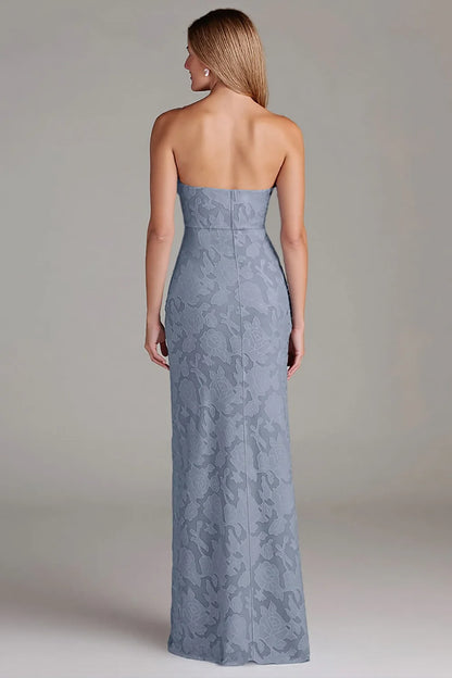 Strapless sleeveless waist cinching long dress bridesmaid dress